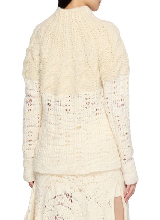 Back View - Click To Enlarge - SWAYING - High Neck  Panelled  Cable Knit Sweater