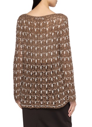 Back View - Click To Enlarge - SWAYING - Boat Neck Crochet Openwork Knit Sweater