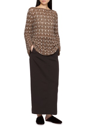 Figure View - Click To Enlarge - SWAYING - Boat Neck Crochet Openwork Knit Sweater