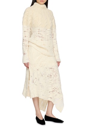 Figure View - Click To Enlarge - SWAYING - Irregular Lace Pattern Knit Skirt