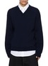 BALENCIAGA Shirt Collar Ribbed Cotton Hybrid Knit Sweater