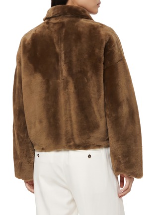 Back View - Click To Enlarge - ARMA - Indy Funnel Neck Shearling Leather Jacket