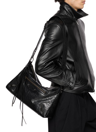 Figure View - Click To Enlarge - BALENCIAGA - Medium Le City Moto Leather Bag