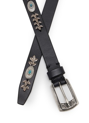 Detail View - Click To Enlarge - PUNTOVITA ARSENICE - Teal Centre Concho Embellished Leather Belt