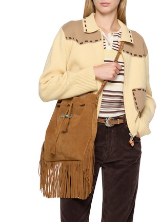 Figure View - Click To Enlarge - FORTELA - Kimi Fringed Suede Bag