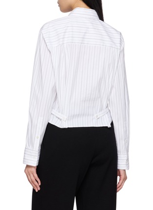 Back View - Click To Enlarge - THEORY - Tab Back Cropped Stretch Shirt