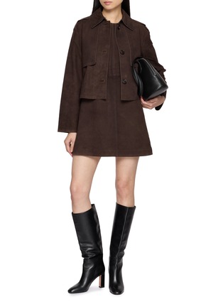 Figure View - Click To Enlarge - THEORY - Crop Suede Trench Coat
