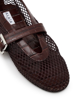 Detail View - Click To Enlarge - ALAÏA - Crocodile Embossed Mesh Ballet Flats