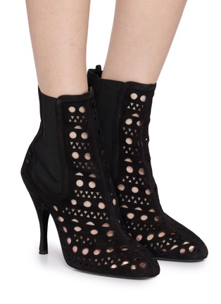 Figure View - Click To Enlarge - ALAÏA - Vienne 100 Suede Chelsea Boots