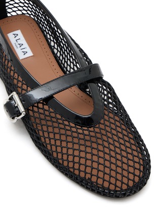 Detail View - Click To Enlarge - ALAÏA - Patent Leather Mesh Mary Jane Flats