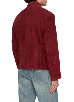 Back View - Click To Enlarge - KARTIK RESEARCH - Floral Embroidered Suede Wedding Jacket