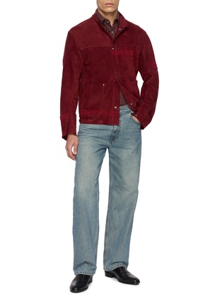 Figure View - Click To Enlarge - KARTIK RESEARCH - Floral Embroidered Suede Wedding Jacket