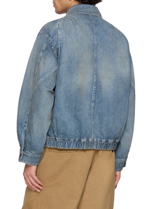 Back View - Click To Enlarge - ANCELLM - Aging Denim Tuck Jacket
