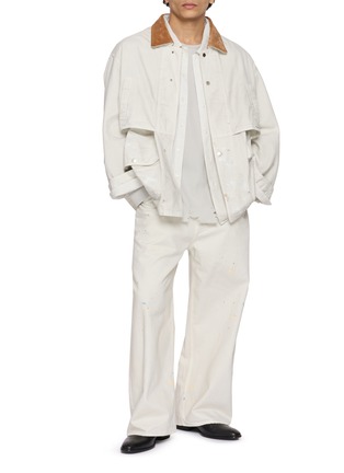 Figure View - Click To Enlarge - ANCELLM - Aging Denim Half Jacket