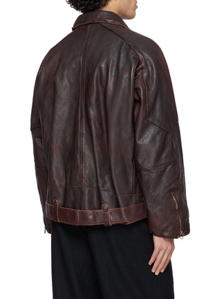 Back View - Click To Enlarge - ANCELLM - Aged Belted Biker Jacket