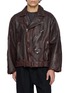ANCELLM Aged Belted Biker Jacket