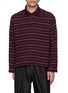 ANCELLM Long Sleeve Textured Striped Polo Shirt
