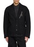 THE VIRIDI-ANNE Slant-Zip Cropped Denim Jacket