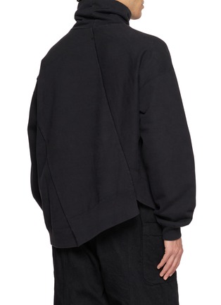 Back View - Click To Enlarge - THE VIRIDI-ANNE - Diagonal-Panel Turtleneck Sweatshirt