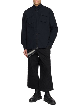 Figure View - Click To Enlarge - THE VIRIDI-ANNE - Tie-Neck Double-Pocket Shirt