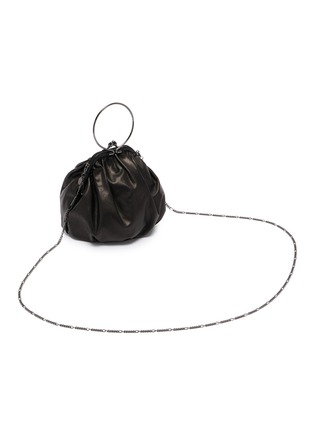Detail View - Click To Enlarge - DISCORD YOHJI YAMAMOTO - Drape Clasp Pouch Leather Bag
