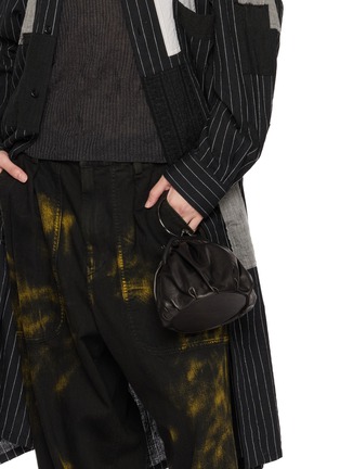 Front View - Click To Enlarge - DISCORD YOHJI YAMAMOTO - Drape Clasp Pouch Leather Bag