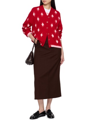 Figure View - Click To Enlarge - BARRIE - Diamond Patch Knit Cashmere Cardigan