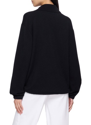 Back View - Click To Enlarge - BARRIE - Long Sleeve Trim Polo Collar Knit Sweater