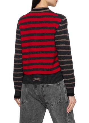 Back View - Click To Enlarge - BARRIE - Striped Chunky Knit Cardigan