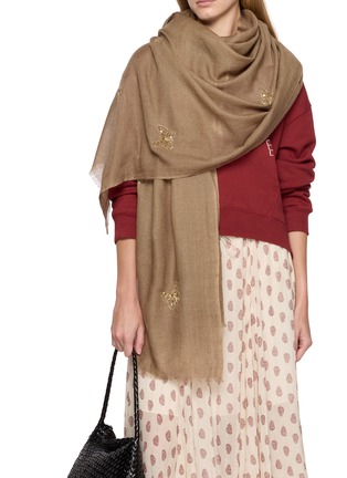 Figure View - Click To Enlarge - CITRUS - Beaded Butterfly Embellished Cashmere Scarf