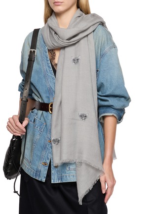 Figure View - Click To Enlarge - CITRUS - Beaded Cat Cashmere Scarf