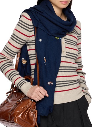 Figure View - Click To Enlarge - CITRUS - Beaded Apres Ski Wool Cashmere Scarf