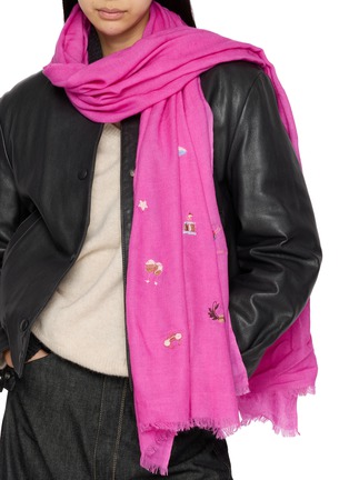 Figure View - Click To Enlarge - CITRUS - Beaded Apres Ski Wool Cashmere Scarf