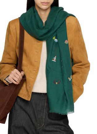 Figure View - Click To Enlarge - CITRUS - Beaded Apres Ski Wool Cashmere Scarf