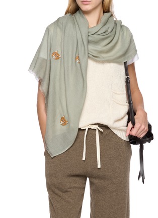 Figure View - Click To Enlarge - CITRUS - Beaded Cats Cashmere Scarf