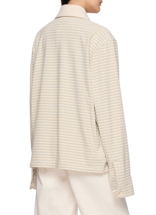 Back View - Click To Enlarge - YOUNG N SANG - Long Sleeve Striped Polo Shirt 