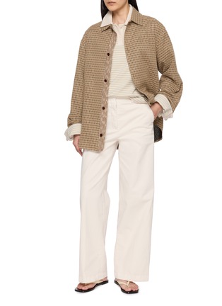 Figure View - Click To Enlarge - YOUNG N SANG - Long Sleeve Striped Polo Shirt 