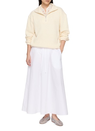 Figure View - Click To Enlarge - YOUNG N SANG - Quarter Zip Waffle Knit Pullover