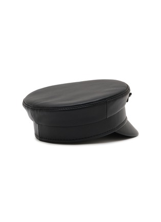 Figure View - Click To Enlarge - RUSLAN BAGINSKY - Logo Embellished Leather Baker Boy Cap