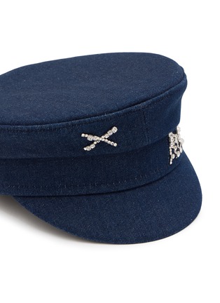 Detail View - Click To Enlarge - RUSLAN BAGINSKY - Crystal Embellished Denim Baker Boy Cap