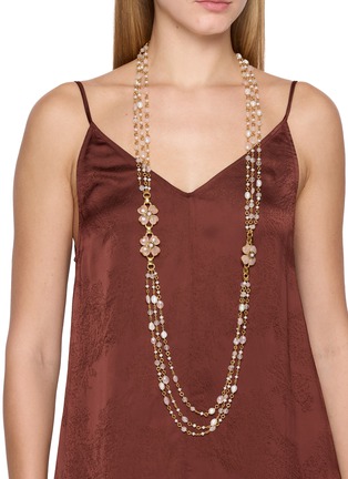 Figure View - Click To Enlarge - GOOSSENS - Clover Rose Quartz Necklace