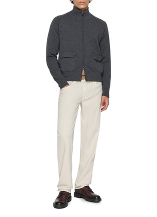 Figure View - Click To Enlarge - BARMAS - Straight Leg Cotton Cashmere Stretch Pants