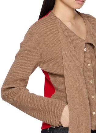  - EENK - Scarf Layered Colour Block Knit Cardigan