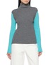 EENK Contrast High Neck Knit Top