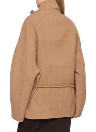 Back View - Click To Enlarge - LE17SEPTEMBRE - Cowl-Neck Handmade Cropped Wool Coat