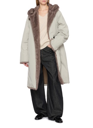 Figure View - Click To Enlarge - LE17SEPTEMBRE - Mahogany Faux-Fur Trimmed Hooded Coat