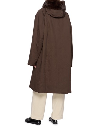 Back View - Click To Enlarge - LE17SEPTEMBRE - Mahogany Faux-Fur Trimmed Hooded Coat
