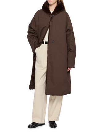 Figure View - Click To Enlarge - LE17SEPTEMBRE - Mahogany Faux-Fur Trimmed Hooded Coat