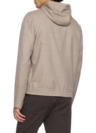 Back View - Click To Enlarge - EQUIL - Drawstring Zip Up Hooded Wool Jacket