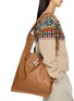 Front View - Click To Enlarge - BEAUTIFUL PEOPLE - Extra Large Bandage Handle Shrink Leather Market Bag
